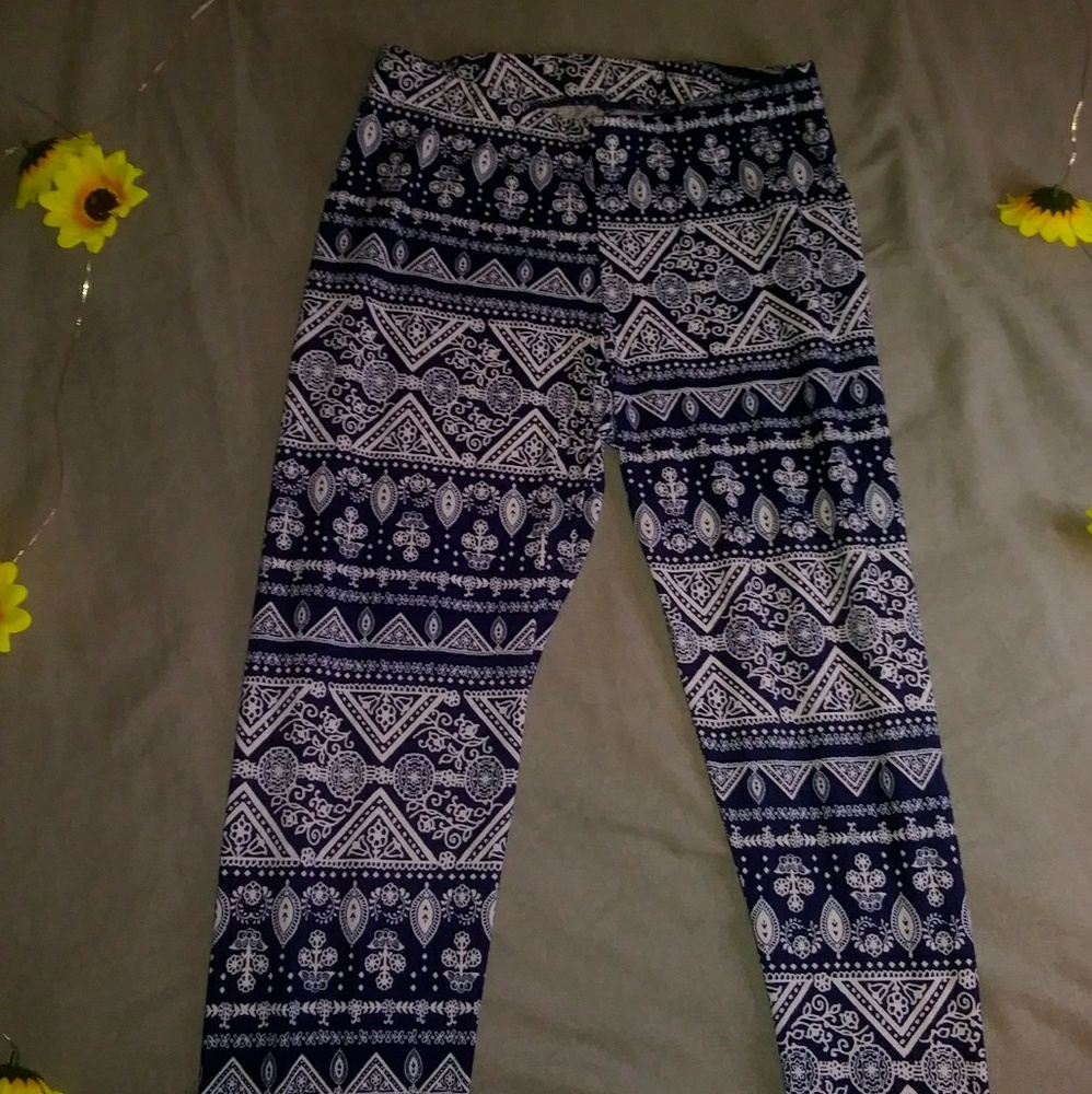 Blue and white Print Leggings
